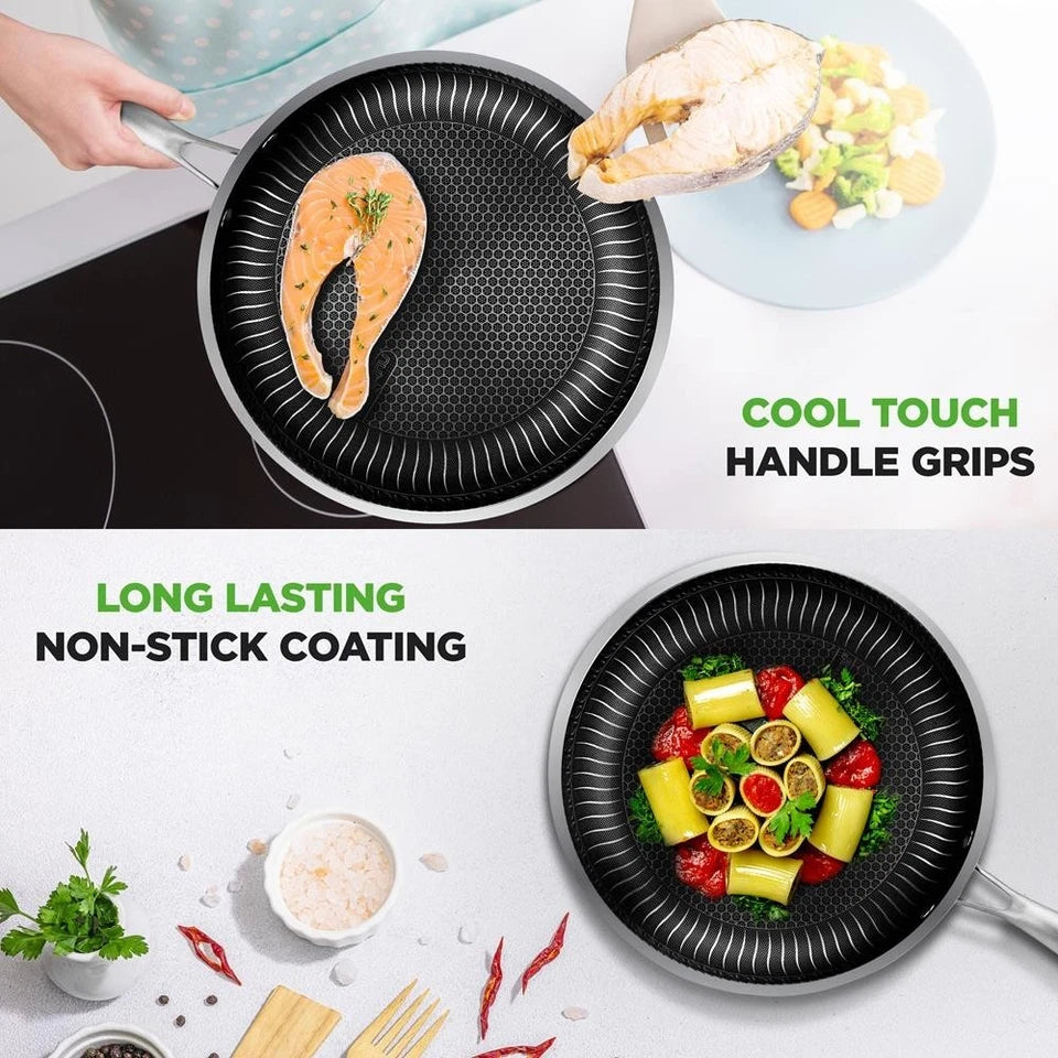 NutriChef Non-Stick Frying Pan w/Lid - 500°F Heat Resistant, PFOA/PFOS FREE