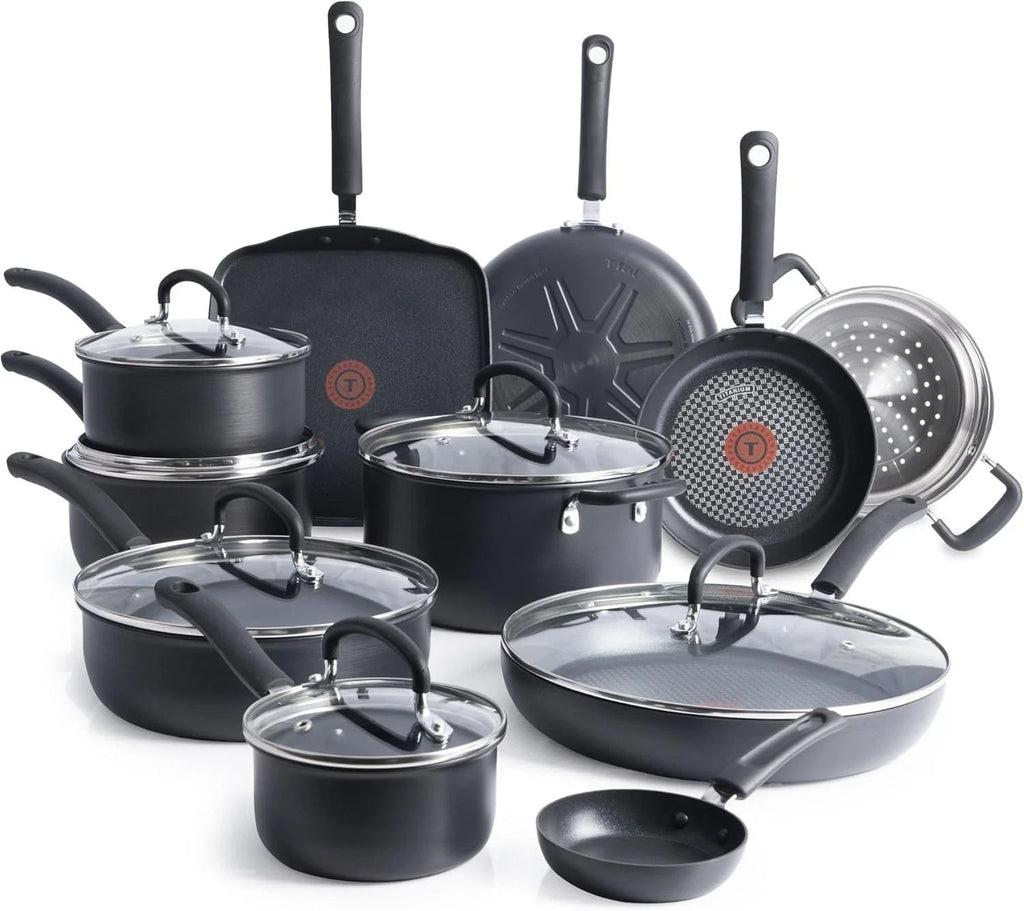 T-Fal Ultimate Hard Anodized Nonstick Cookware Set 17 Piece, Nonstick Pots and P
